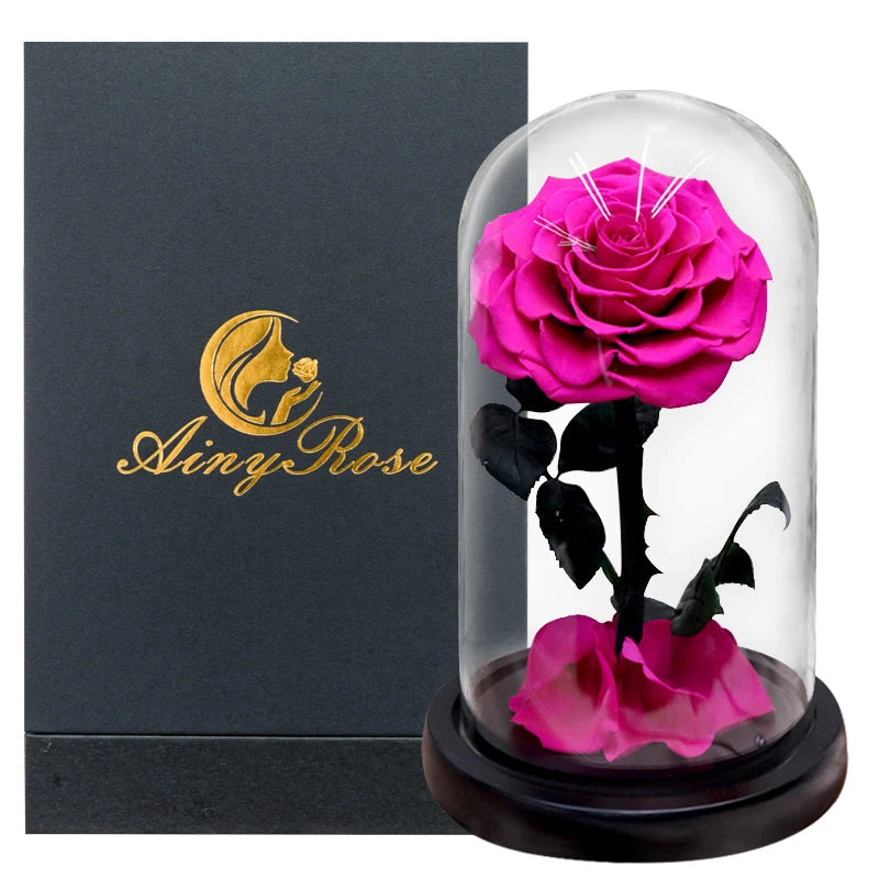Preserved Rose in Glass Dome - Eternal LED Wedding Gift Rose