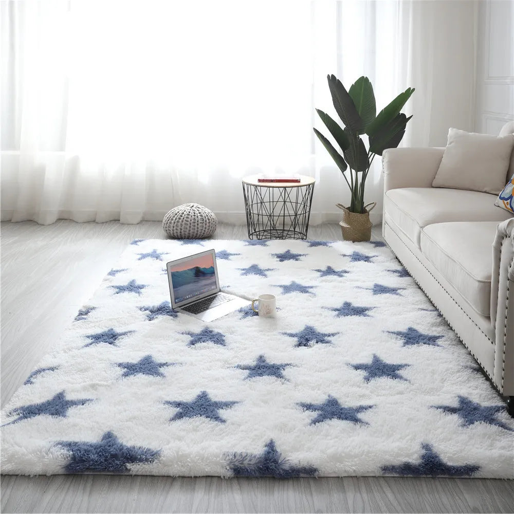 Non-slip Tie-dye Star Area Rug - Plush Living Room & Kids Mat