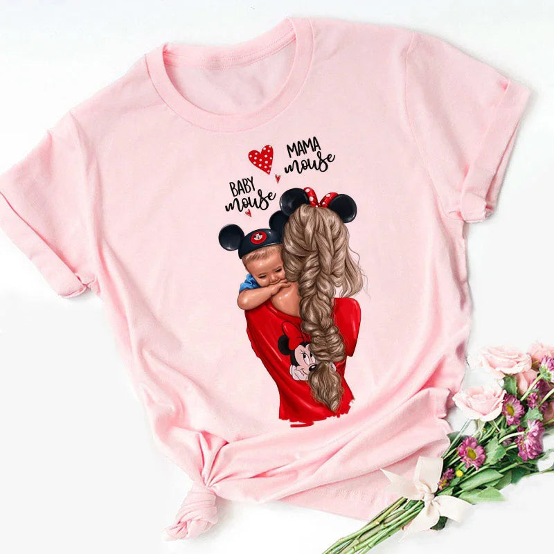 Super Mom Graphic T-Shirt | Pink Harajuku Mother's Love Summer Tee