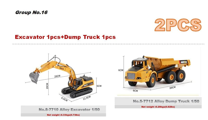 Alloy Diecast Excavator Loader | 1:50 Scale Metal Construction Model