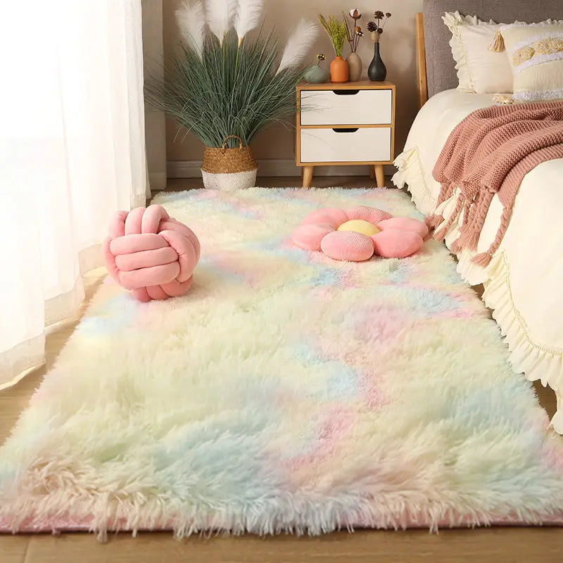 Large Fluffy Rug 160x230cm - Washable Non-Slip Plush Carpet