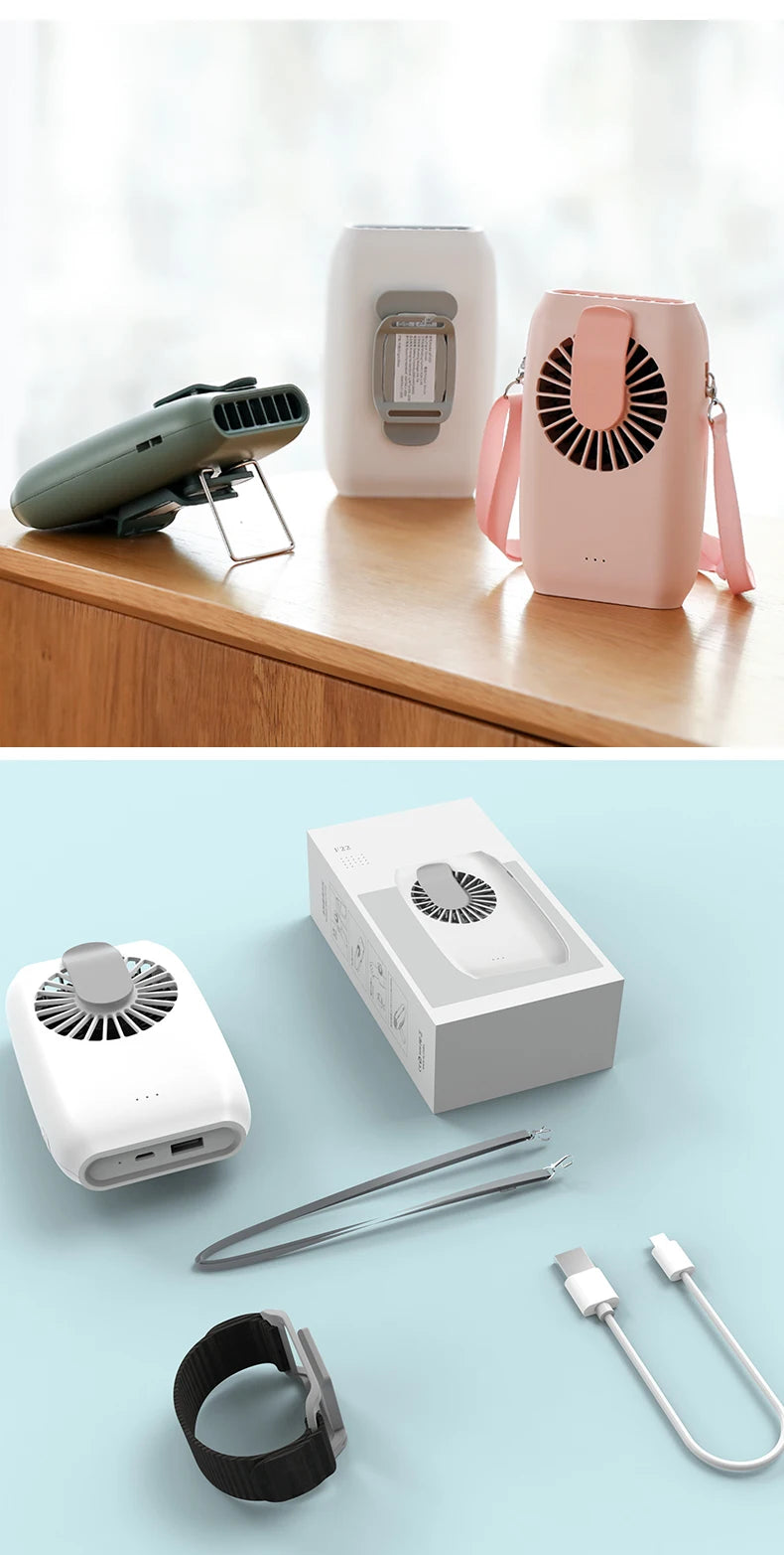 Mini Rechargeable Waist & Neck Fan - Portable 2000mAh Cooler
