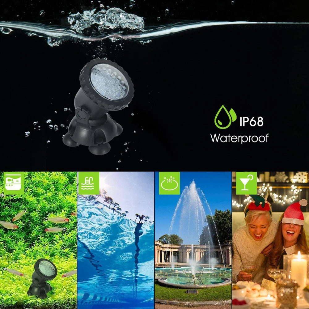 IP68 Waterproof LED Underwater Light - 12V RGB Pool Spot