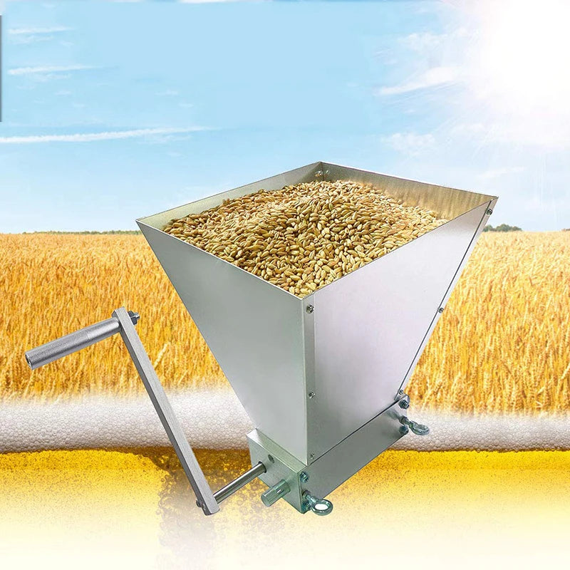 Adjustable 2-Roller Grain Mill | Stainless Malt Crusher & Homebrew Tool