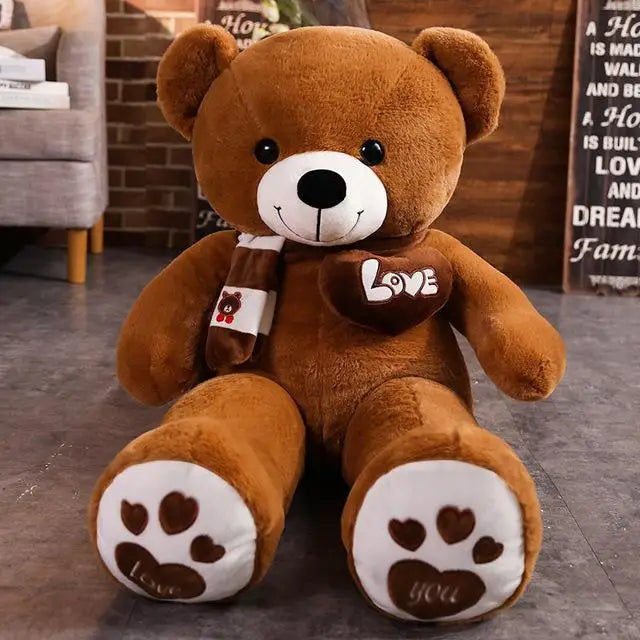 Giant 80cm Teddy Bear with Scarf | Soft Plush Stuffed Animal Kids Toy