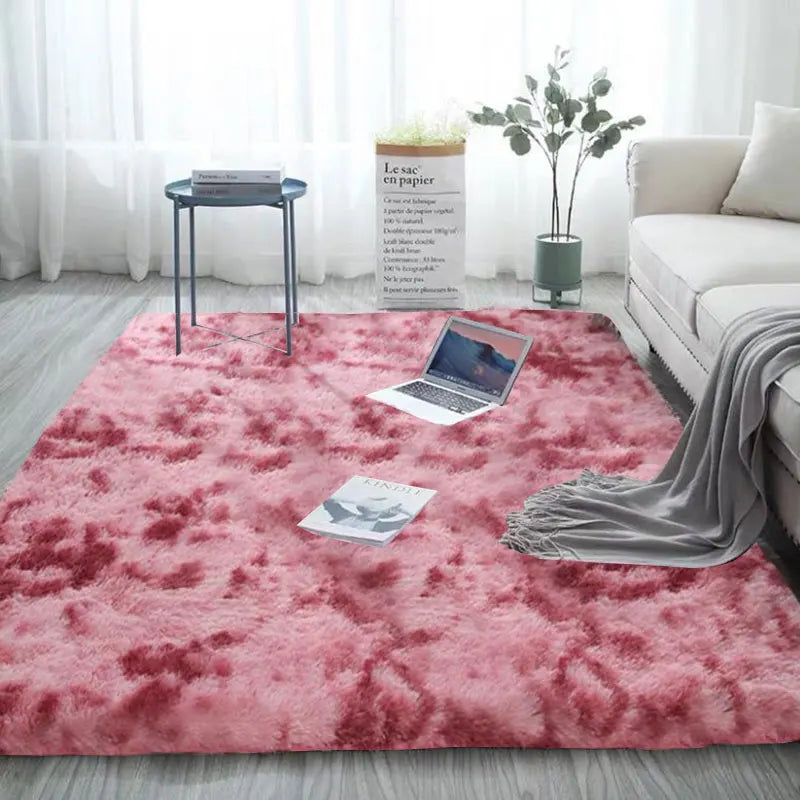 Soft Fluffy Tie-Dye Rug - Modern Plush Shaggy Area Carpet