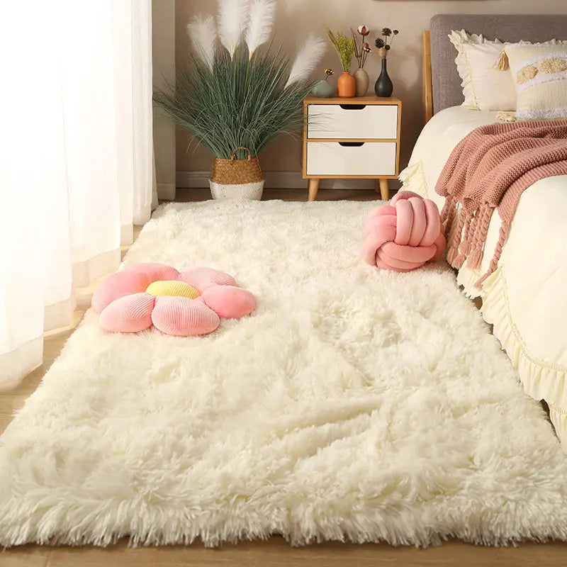 Large Fluffy Rug 160x230cm - Washable Non-Slip Plush Carpet