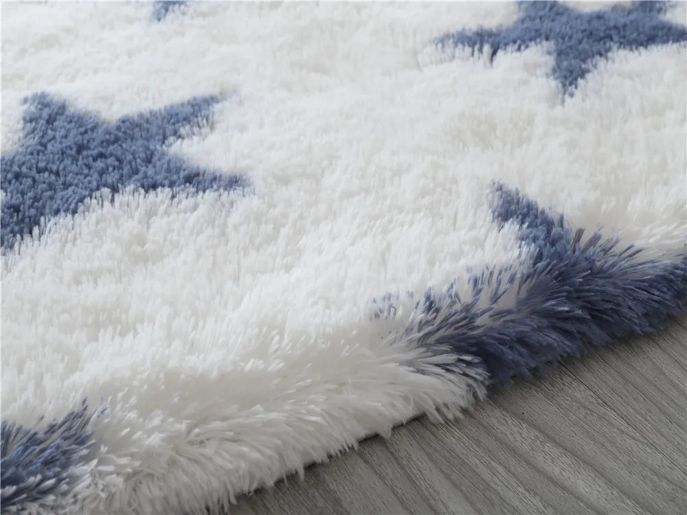 Non-slip Tie-dye Star Area Rug - Plush Living Room & Kids Mat