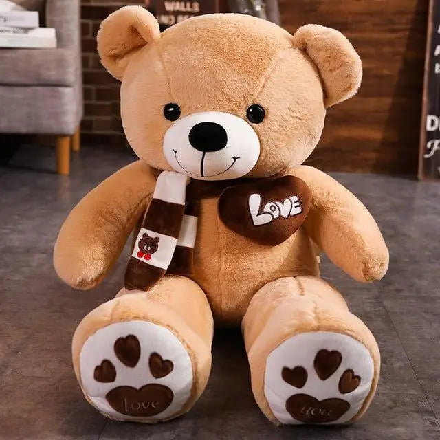 Giant 80cm Teddy Bear with Scarf | Soft Plush Stuffed Animal Kids Toy