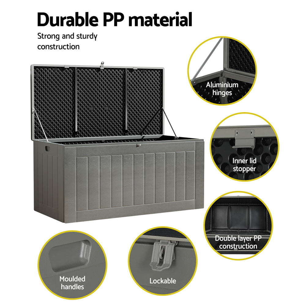 Gardeon Outdoor Storage Box 830L | Bench Seat Lockable Garden Tool Shed