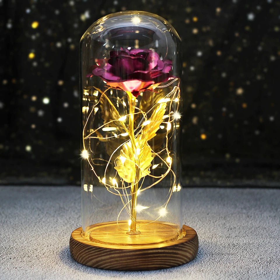 LED Enchanted Galaxy Rose in Glass Dome - Forever Flower Gift