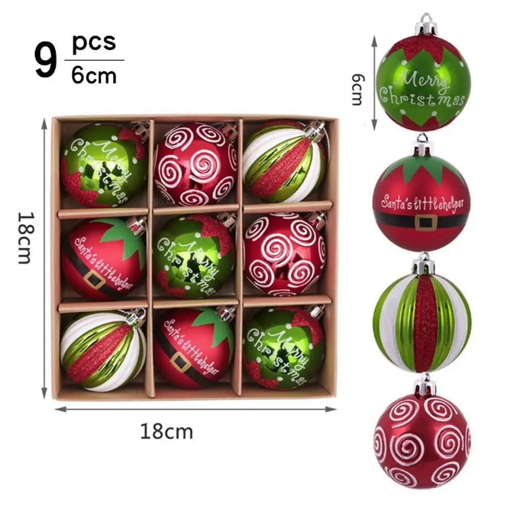 9-Piece 6cm Christmas Ball Ornaments - Shatterproof Baubles