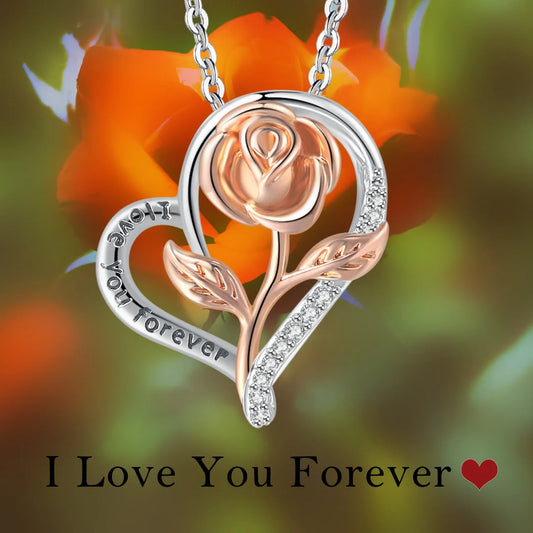 Rose Gold Heart Pendant Necklace | Elegant Cubic Zirconia Jewellery