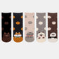 5 Pairs Women's Cat Socks - Cute Animal Cartoon Cotton Art