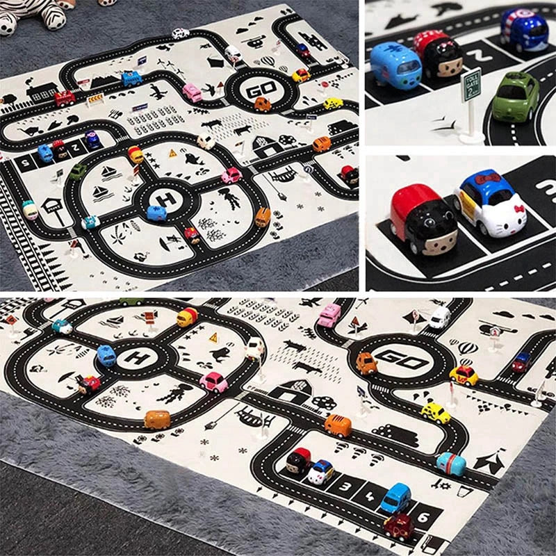 Kids Road Playmat - Educational City Traffic Car Map Rug