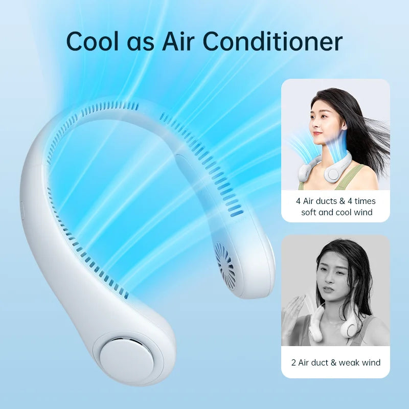 4000mAh Portable Bladeless Neck Fan - 5 Speeds, Rechargeable
