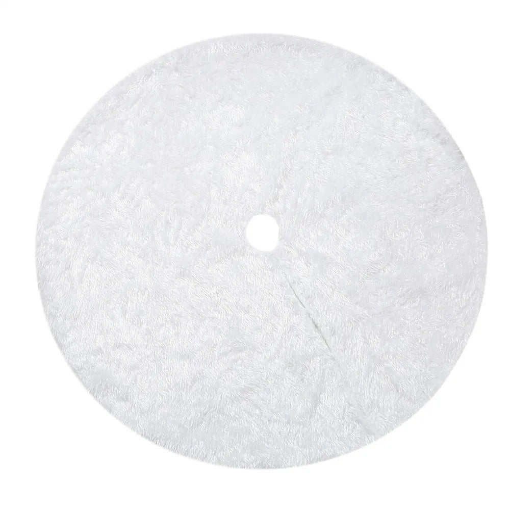White Christmas Tree Skirt - 120cm Plush Faux Fur Tree Mat