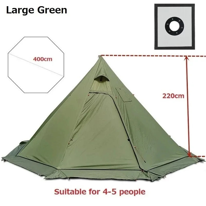 Ultralight 4-Season Pyramid Teepee Tent - Snow Skirt & Chimney Hole