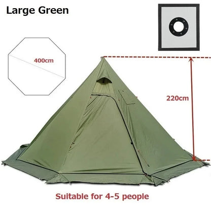 Ultralight 4-Season Pyramid Teepee Tent - Snow Skirt & Chimney Hole