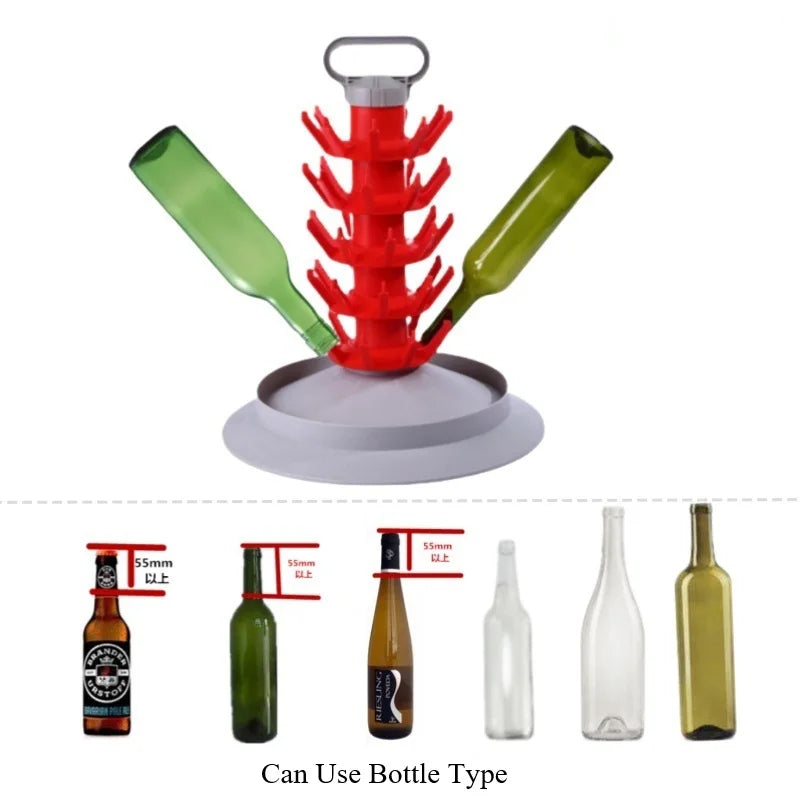 Tree-Shaped Bottle Drying Rack - 4-Tier Wine & Beer Drainer