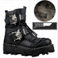 Mens Cowhide Leather Motorcycle Boots - Gothic Skull Boots