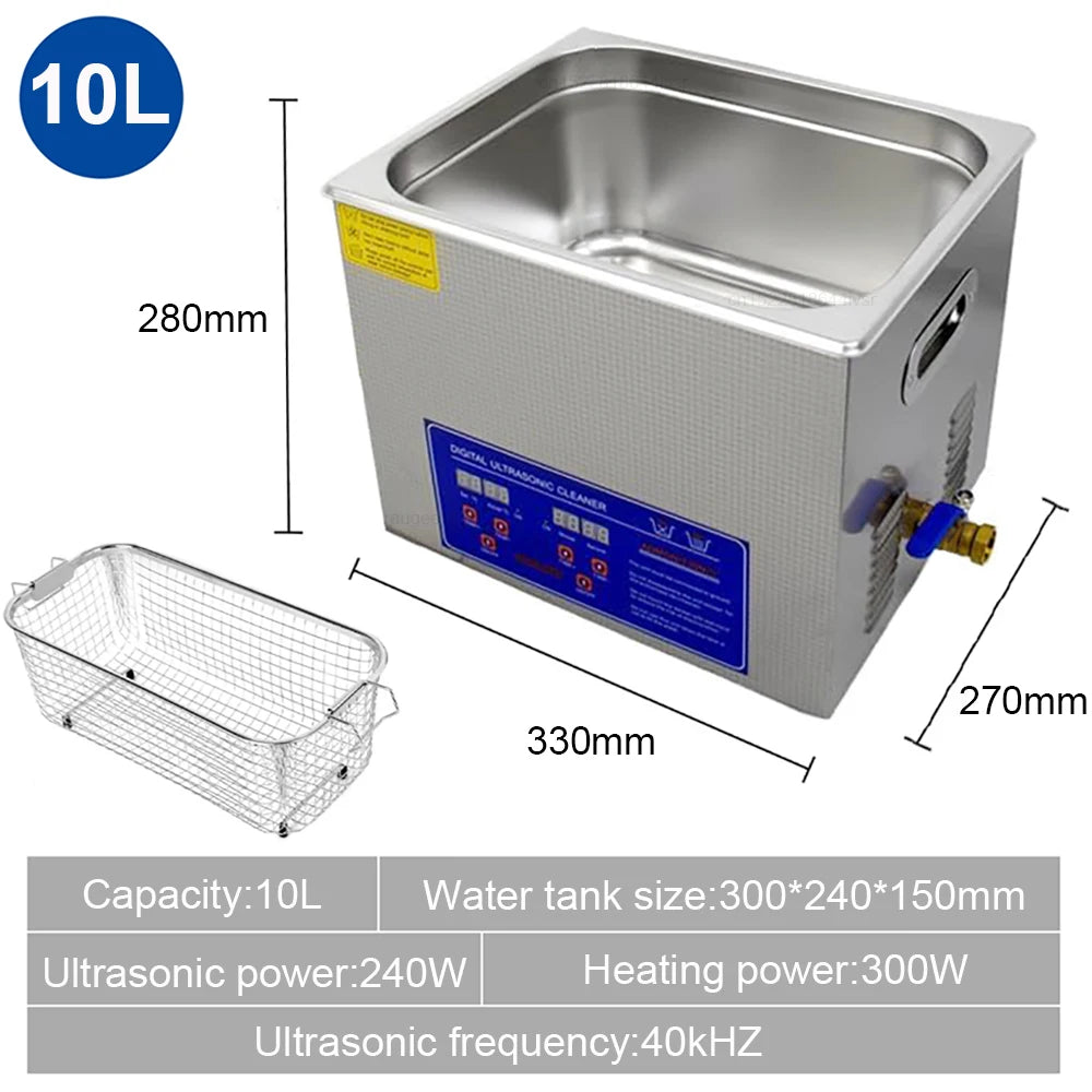 3L Digital Ultrasonic Cleaner | Heated Jewellery Glasses & Dental Bath