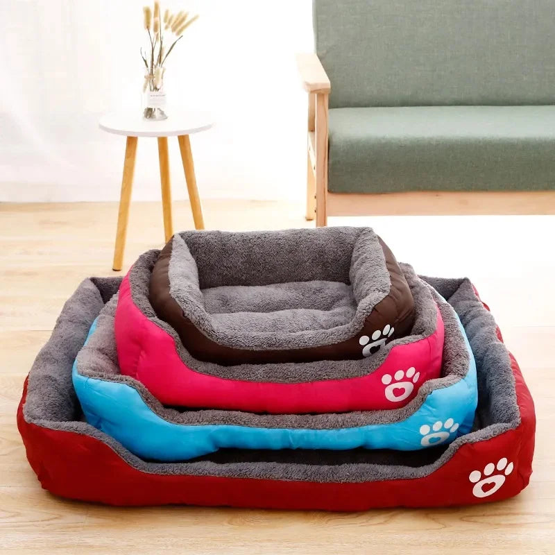 Large Dog Bed Warm Square Nest | Plush Pet Kennel Puppy Basket Cushion