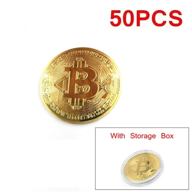 50/100PCS Bitcoin Commemorative Gold Coin Set - Physical Gift