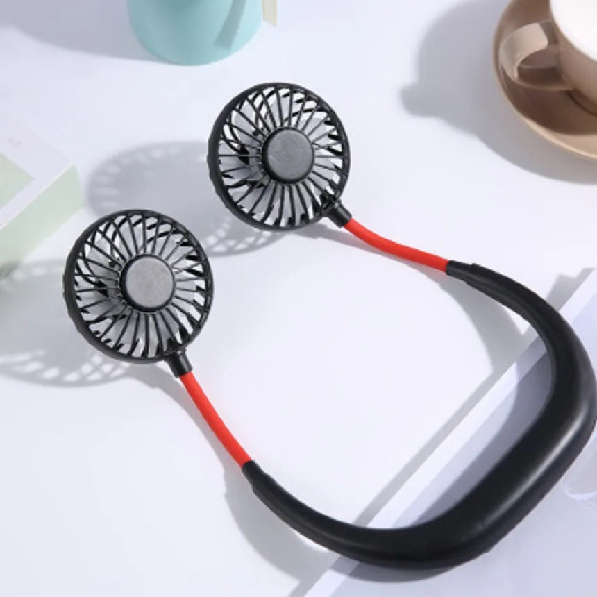 Portable Neck Fan | Hands Free USB Rechargeable 3-Speed Dual Fan Set