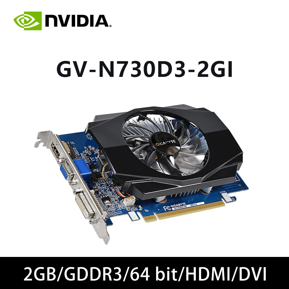 2GB GDDR3 Graphics Card - HDMI DVI 64-bit Office Video Card