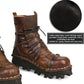 Mens Cowhide Leather Motorcycle Boots - Gothic Skull Boots