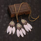Feather Necklace Earring Set | Vintage Sun Pattern Handmade Jewellery