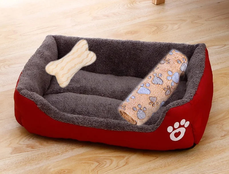 Large Dog Bed Warm Square Nest | Plush Pet Kennel Puppy Basket Cushion
