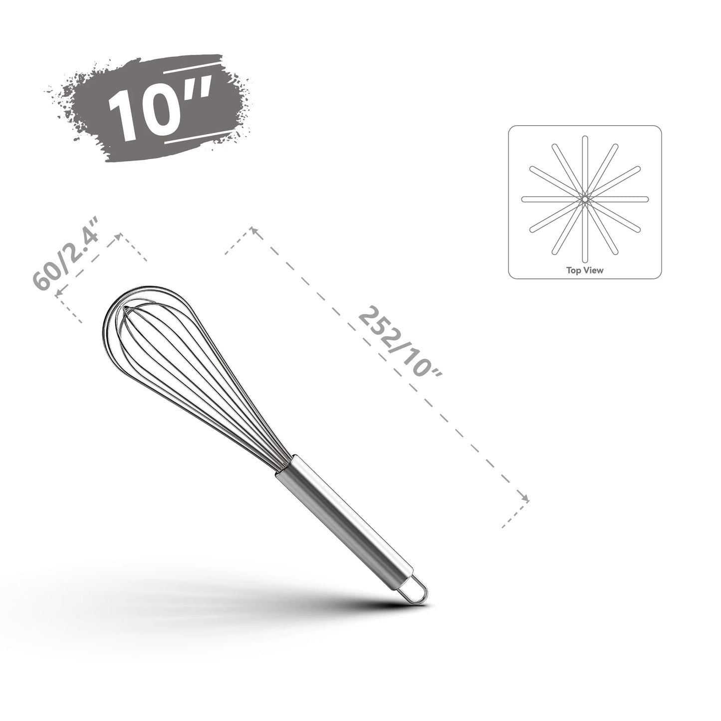 Stainless Steel Balloon Whisk Set | 8" 10" 12" Manual Egg Beater Tools