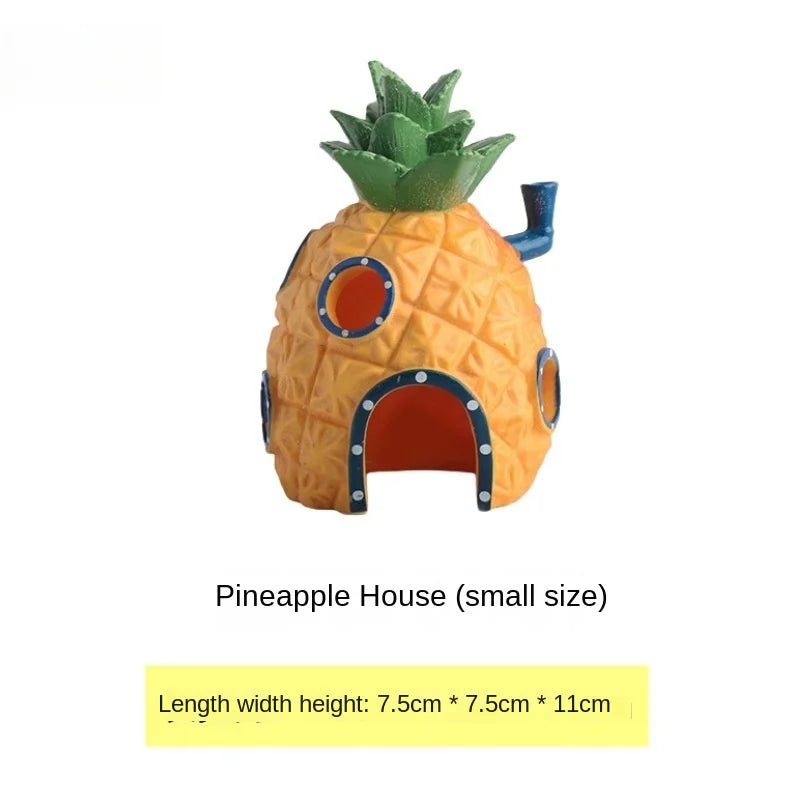 Aquarium Pineapple House | Cartoon Fish Tank Hideout Decor Ornament