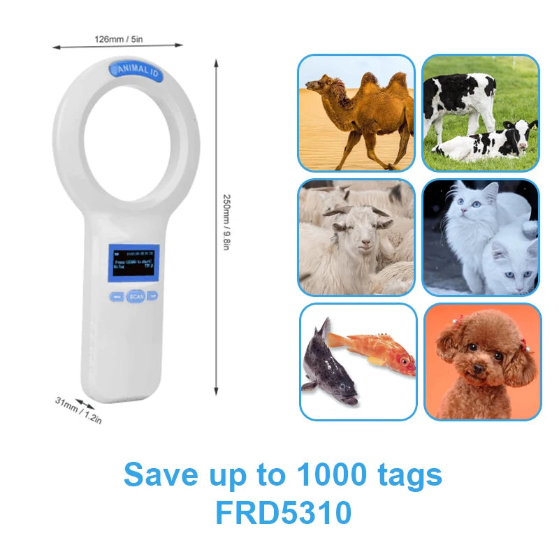 Pet Microchip Scanner | Handheld 134.2kHz RFID Reader for Dog & Cat ID