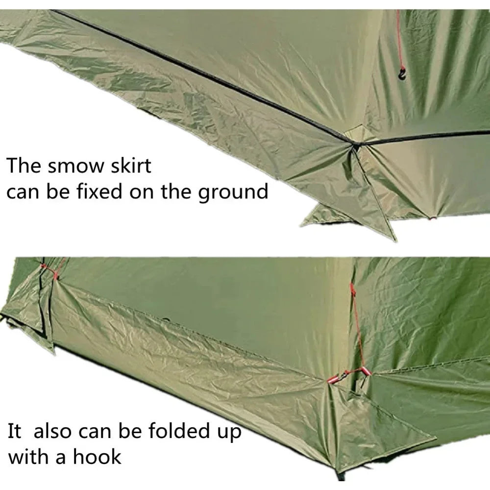 Ultralight 4-Season Pyramid Teepee Tent - Snow Skirt & Chimney Hole