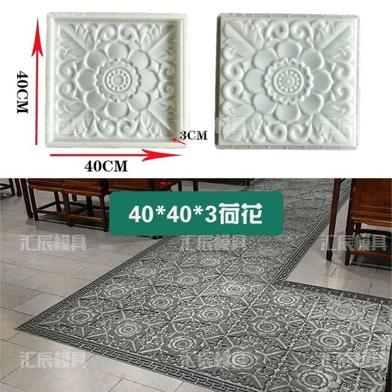 Cement Antique Flower Brick Mould - Square 3D Paving Tool