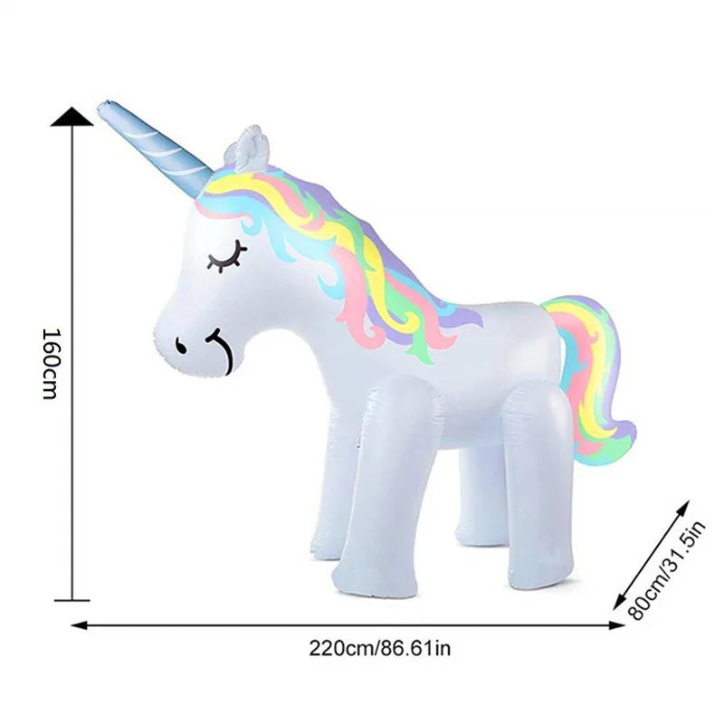 160cm Giant Inflatable Unicorn Water Sprinkler - Outdoor Summer Toy