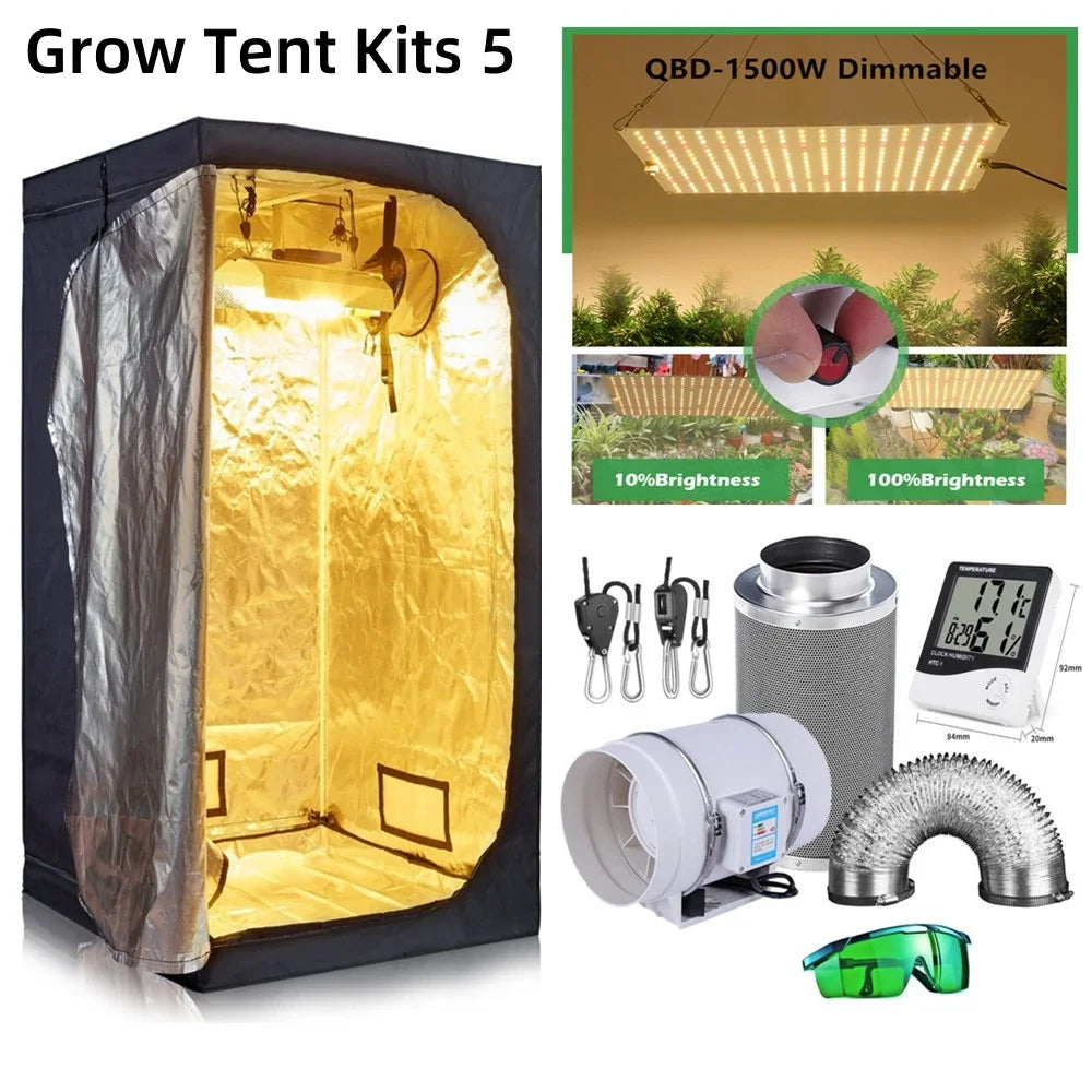 Hydroponic Grow Tent Kit | Full Spectrum LED & Carbon Filter System