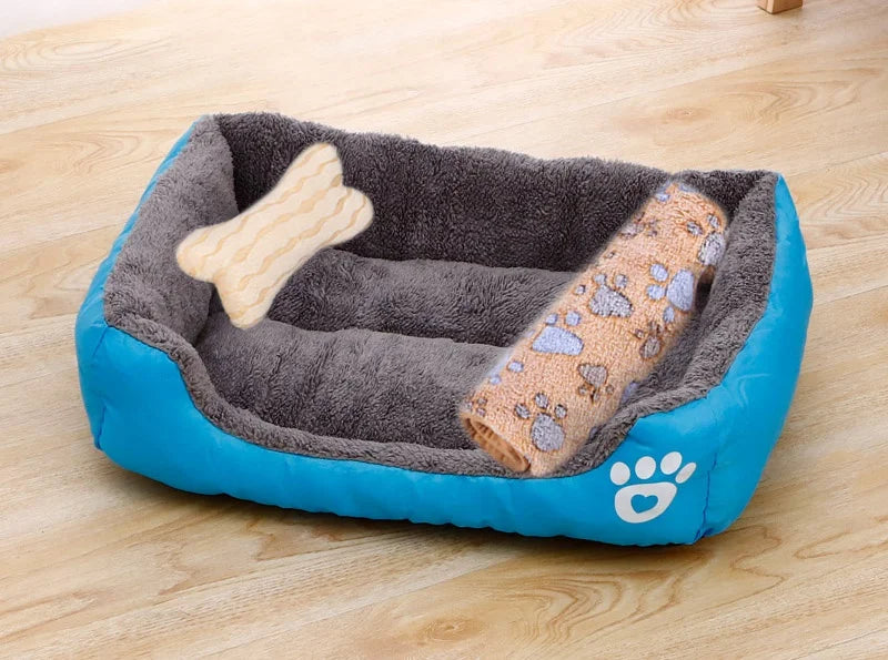 Large Dog Bed Warm Square Nest | Plush Pet Kennel Puppy Basket Cushion