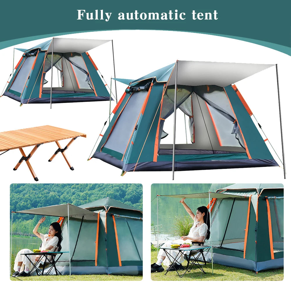Automatic Pop-Up Camping Tent | Instant Sun Canopy & Rainproof Shelter