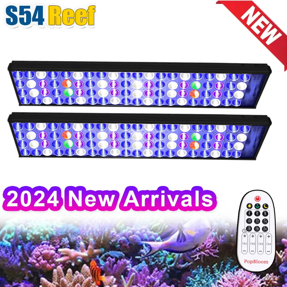 S54 Dimmable Marine Aquarium LED Light | Full Spectrum Saltwater Lamp
