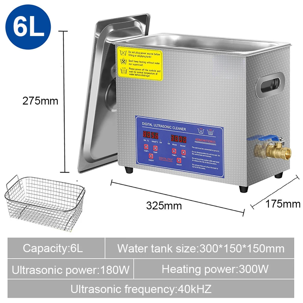 3L Digital Ultrasonic Cleaner | Heated Jewellery Glasses & Dental Bath