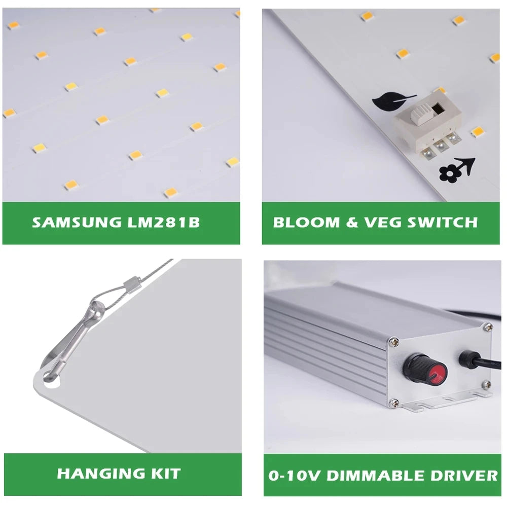 QBC 1000W LED Grow Light - Samsung LM281B Dimmable Full Spec