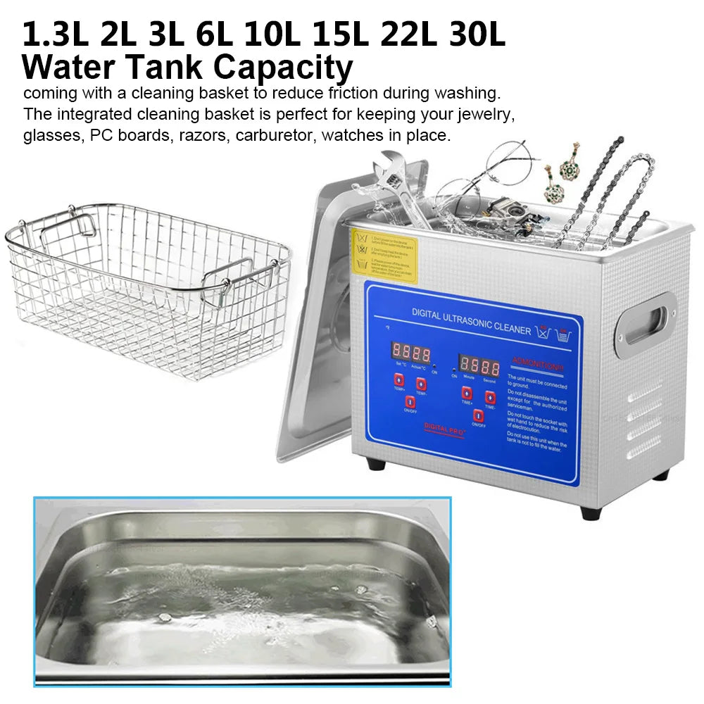 3L Digital Ultrasonic Cleaner | Heated Jewellery Glasses & Dental Bath