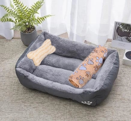 Large Dog Bed Warm Square Nest | Plush Pet Kennel Puppy Basket Cushion