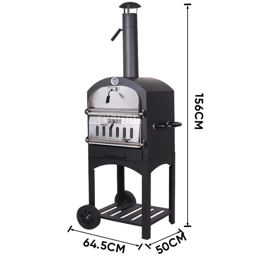 12" Portable Pizza Oven | Outdoor Wood-Fired Charcoal Camping BBQ Grill