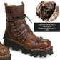 Mens Cowhide Leather Motorcycle Boots - Gothic Skull Boots