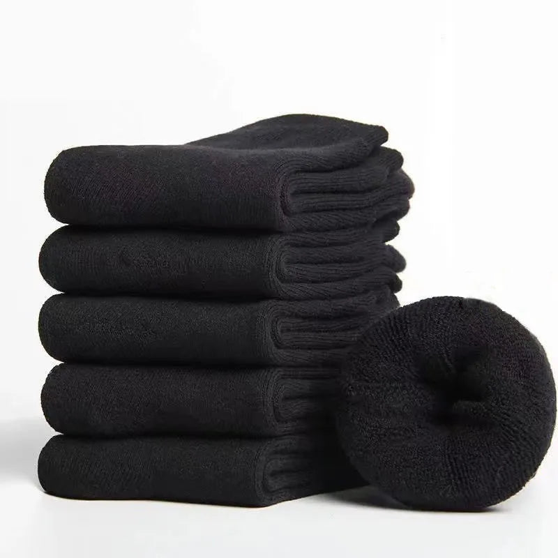 5 Pairs Mens Cotton Business Socks - Thick Warm Winter Socks